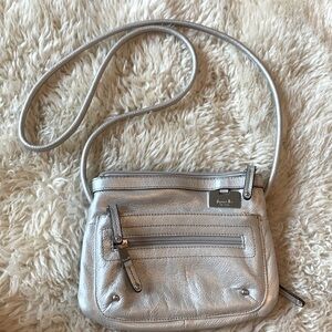Silver Metallic Crossbody Bag